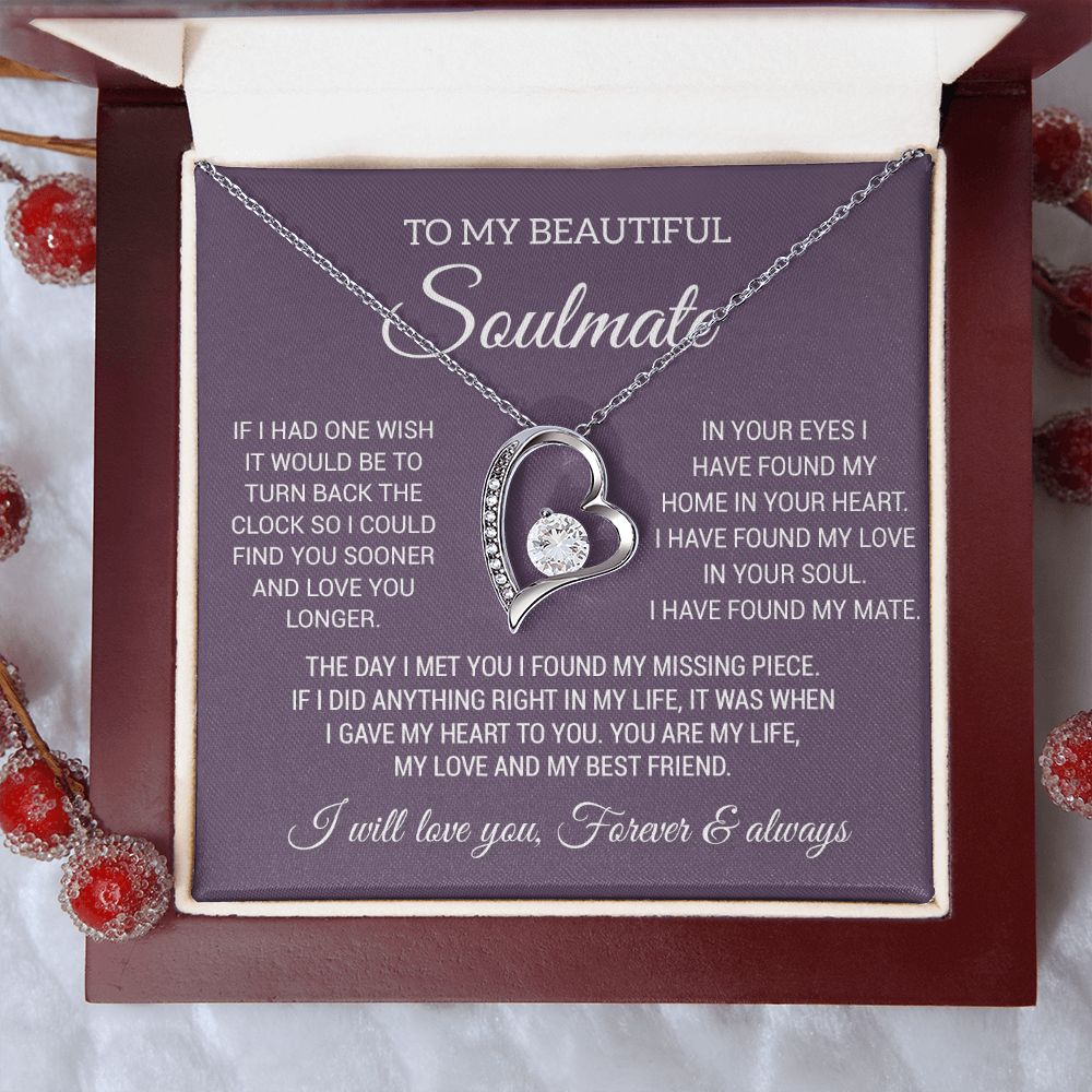 To My Soulmate Necklace, Gift For Wife Girlfriend From Husband, Birthday Gift