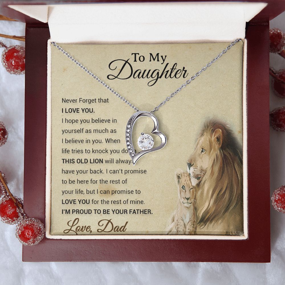 To My Daughter Necklace, Xmas Gift For Daughter From Dad, Daughter Father Lion