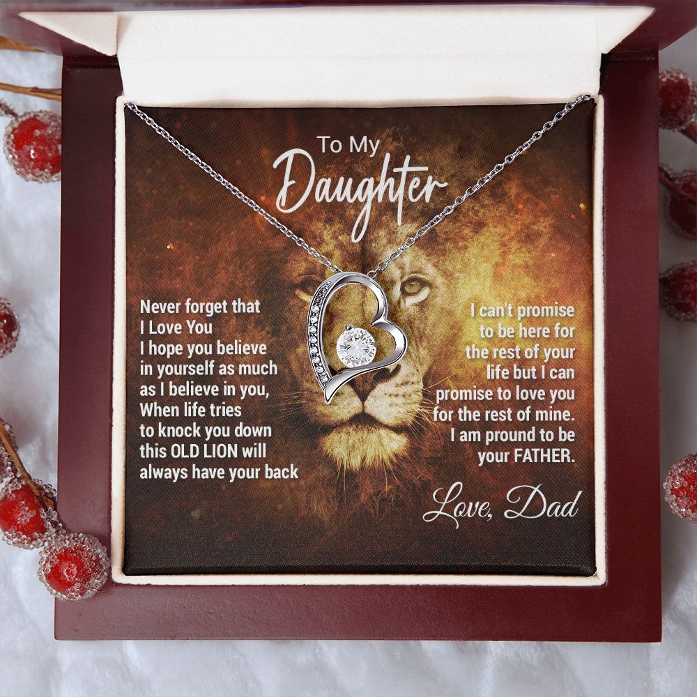 To My Daughter Necklace, Xmas Gift For Daughter From Dad, Daughter Father Lion