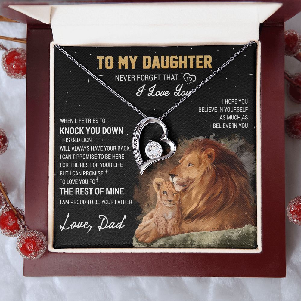 To My Daughter Necklace, Gift For Daughter From Dad, Daughter Father Lion