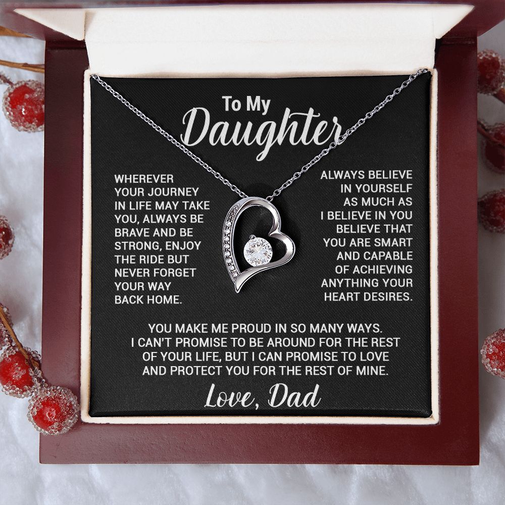 To My Daughter Necklace, Gift For Daughter From Dad, Daughter Father Necklace_Black