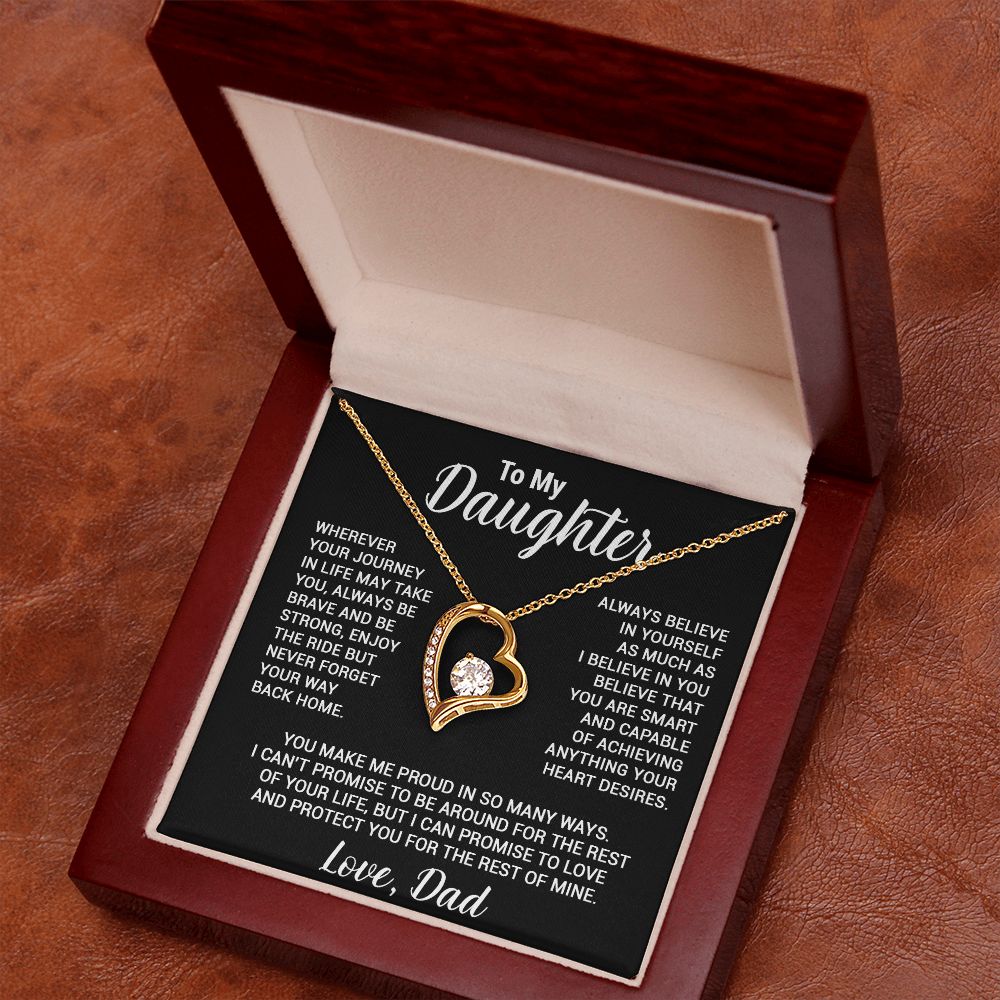 To My Daughter Necklace, Gift For Daughter From Dad, Daughter Father Necklace_Black