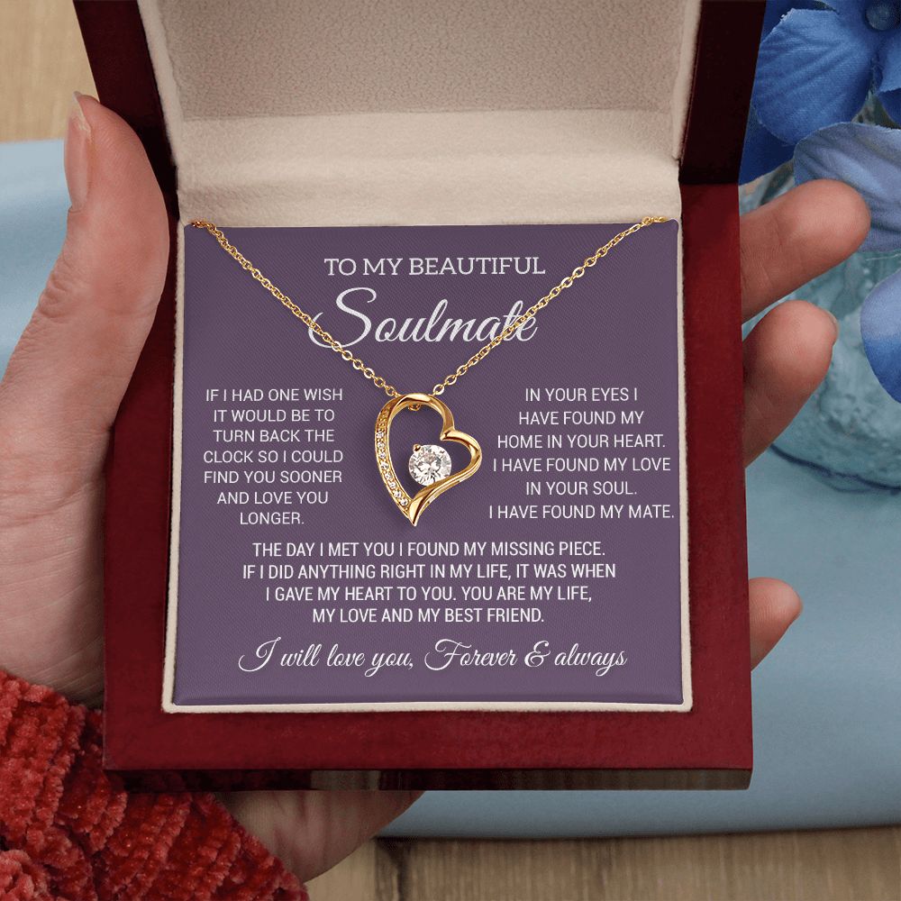 To My Soulmate Necklace, Gift For Wife Girlfriend From Husband, Birthday Gift