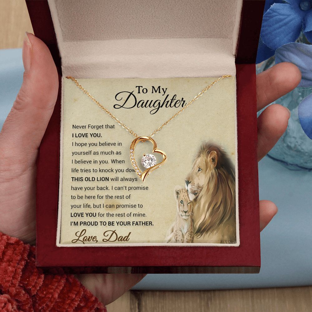 To My Daughter Necklace, Xmas Gift For Daughter From Dad, Daughter Father Lion