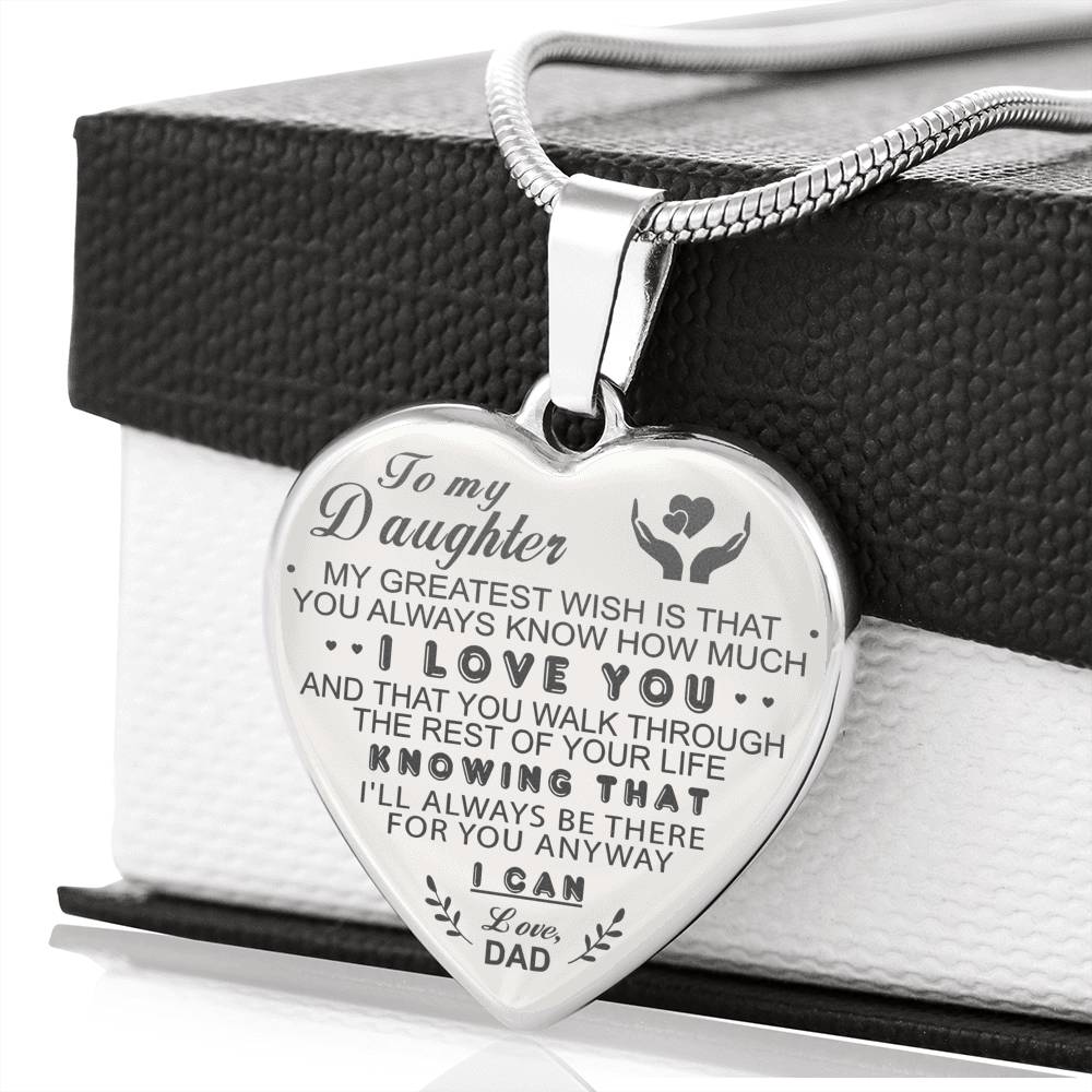 to My Daughter Engraved Love Dad - Heart Necklace Pendant from Father