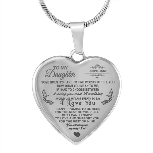 to My Daughter Engraved Necklaces Pendants - Father and Daughter - Gift from Daddy