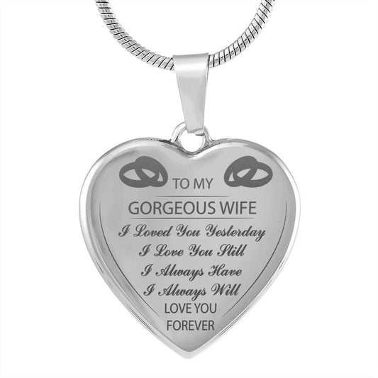 to My Wife Engraved I Love You Luxury Silver Necklace Birthday Graduation Gift Wedding Necklace
