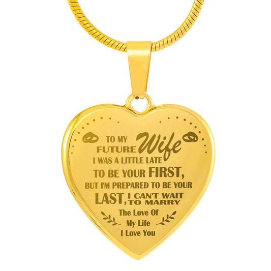 to My Future Wife Engraved Necklace Heart Pendant Luxury Jewelry Gift from Husband - Gold Engraved Heart Pendant