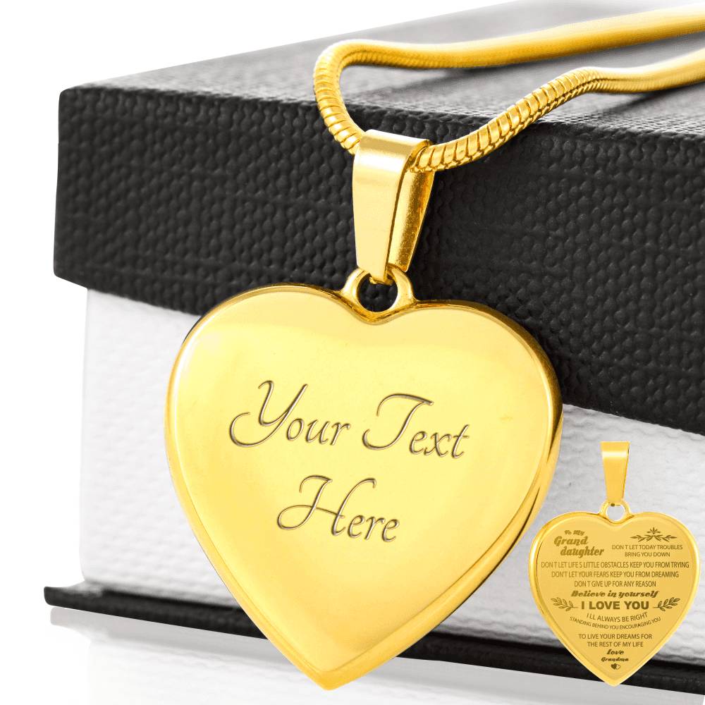 to My Granddaughter Engraved Heart Necklace Gifts from Love Grandma Believe in Yourself - Gold Engraved Heart Pendant