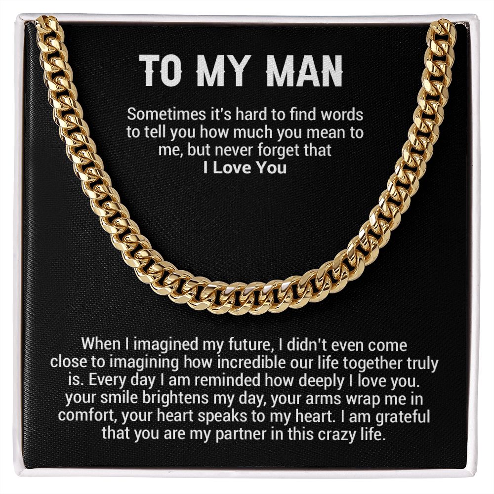 To My Man Cuban Chain Necklace, Best Gifts For Him Anniversary, Gifts For Him