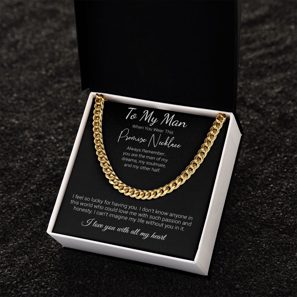 Promise Necklace for Him, Anniversary Gift,Christmas Cuban Link Chain to my Boyfriend