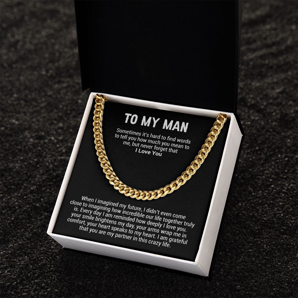 To My Man Cuban Chain Necklace, Best Gifts For Him Anniversary, Gifts For Him