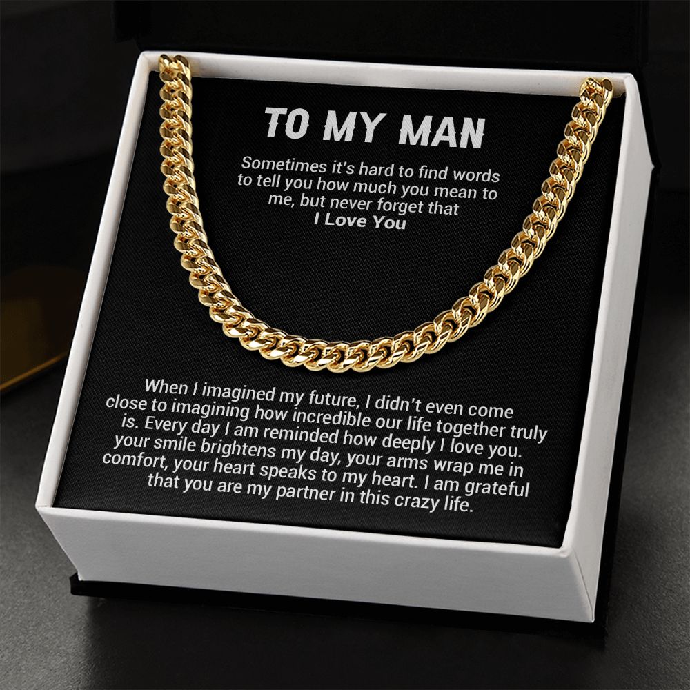 To My Man Cuban Chain Necklace,Best Gifts For Him Anniversary, Gifts For Him Christmas