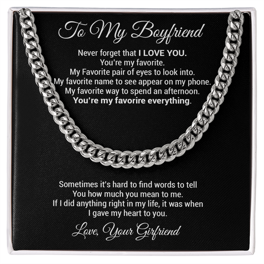 Boyfriend Gift Cuban Chain Necklace, Gift for Him, Boyfriend Gift Ideas, Anniversary Gift, For Boyfriend Gift
