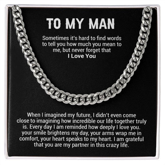 To My Man Cuban Chain Necklace, Best Gifts For Him Anniversary, Gifts For Him