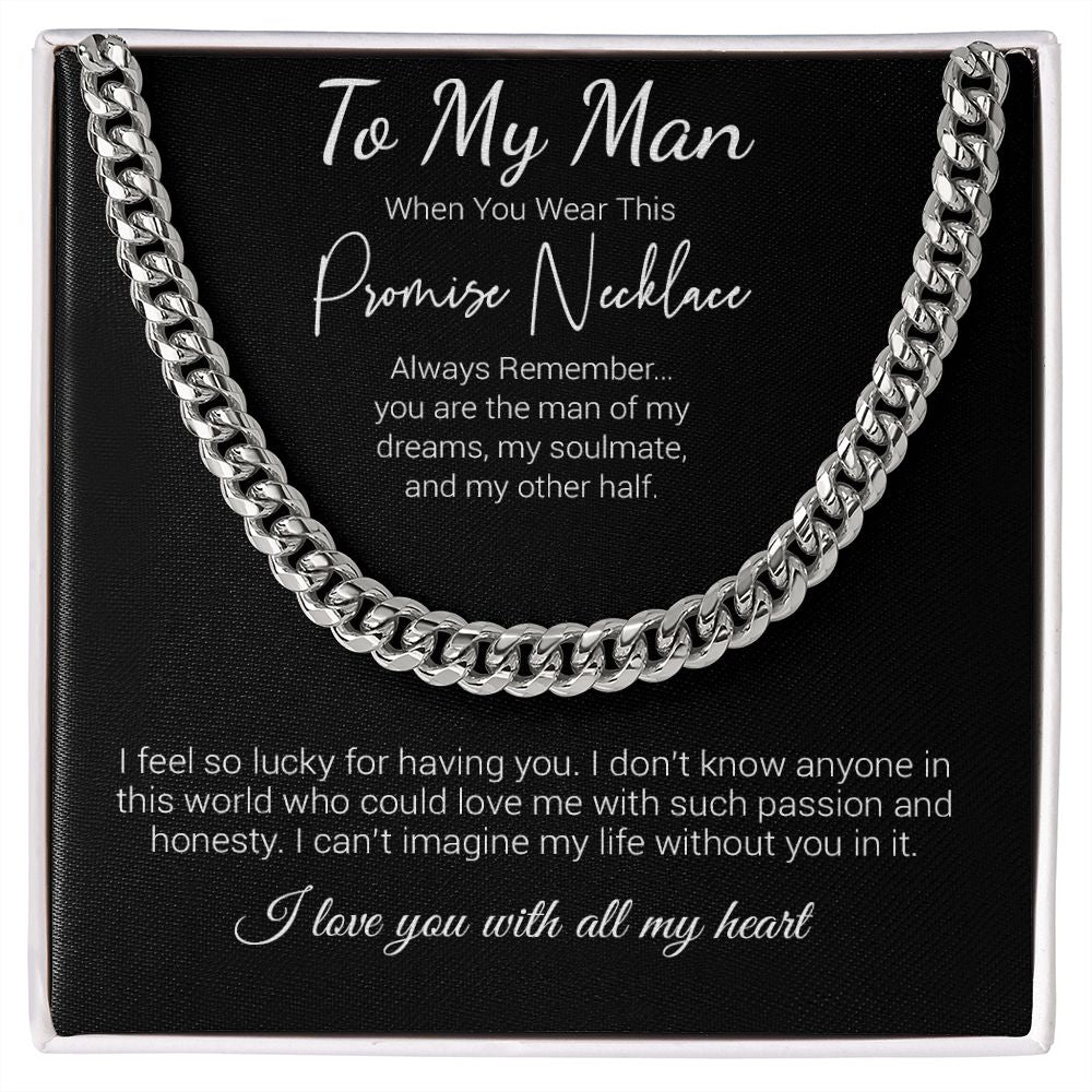 Promise Necklace for Him, Anniversary Gift,Christmas Cuban Link Chain to my Boyfriend