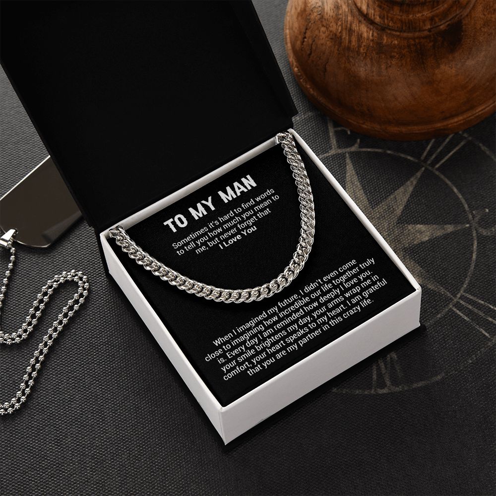 To My Man Cuban Chain Necklace,Best Gifts For Him Anniversary, Gifts For Him Christmas