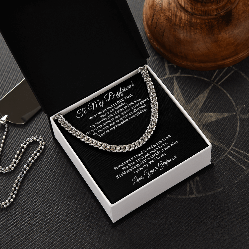 Boyfriend Gift Cuban Chain Necklace, Gift for Him, Boyfriend Gift Ideas, Anniversary Gift, For Boyfriend Gift