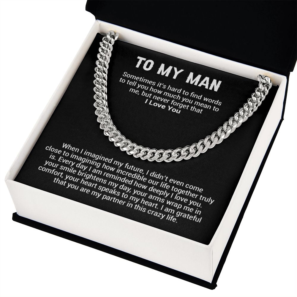 To My Man Cuban Chain Necklace,Best Gifts For Him Anniversary, Gifts For Him Christmas