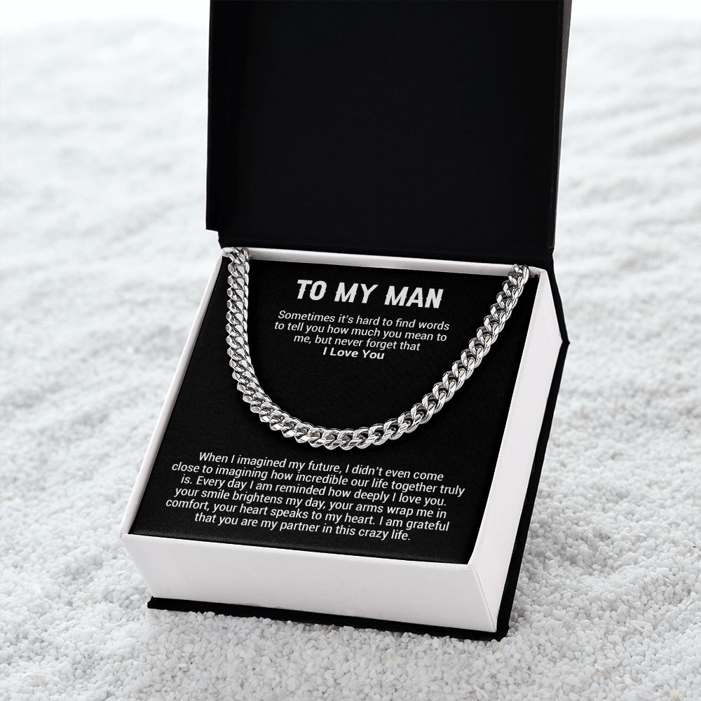 To My Man Cuban Chain Necklace,Best Gifts For Him Anniversary, Gifts For Him Christmas