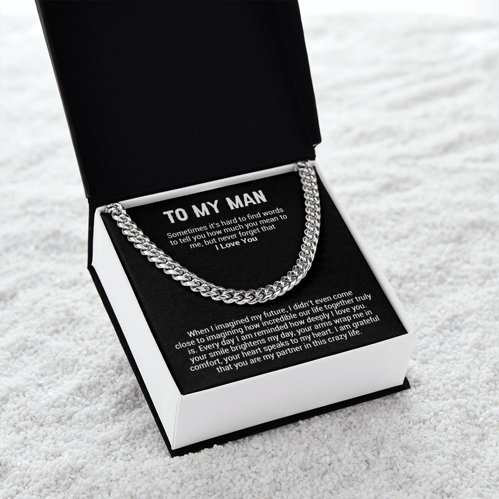 To My Man Cuban Chain Necklace,Best Gifts For Him Anniversary, Gifts For Him Christmas