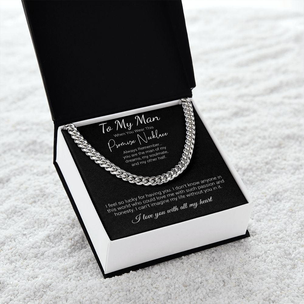 Promise Necklace for Him, Anniversary Gift,Christmas Cuban Link Chain to my Boyfriend