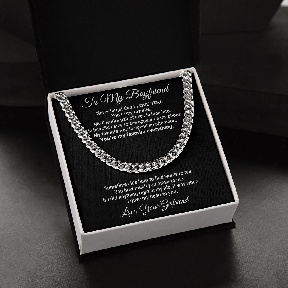 Boyfriend Gift Cuban Chain Necklace, Gift for Him, Boyfriend Gift Ideas, Anniversary Gift, For Boyfriend Gift