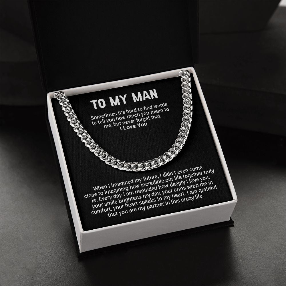 To My Man Cuban Chain Necklace, Best Gifts For Him Anniversary, Gifts For Him