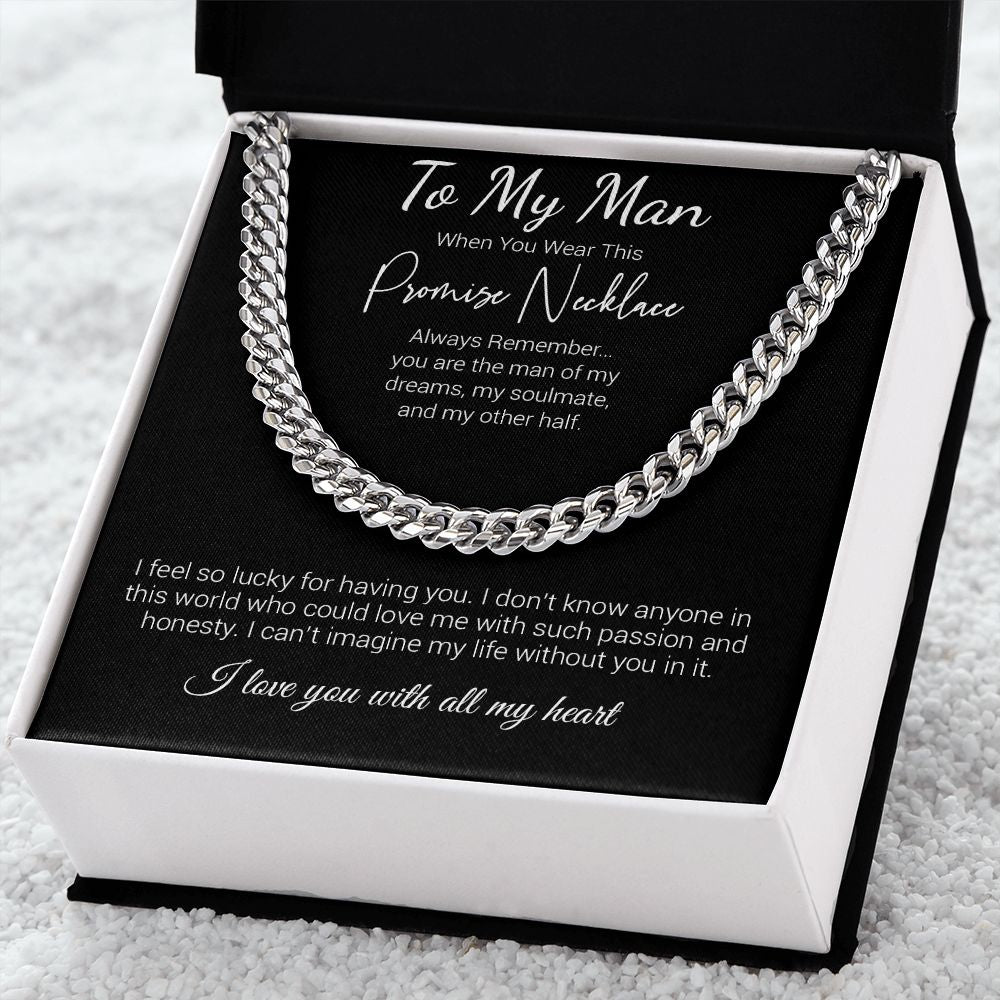Promise Necklace for Him, Anniversary Gift,Christmas Cuban Link Chain to my Boyfriend