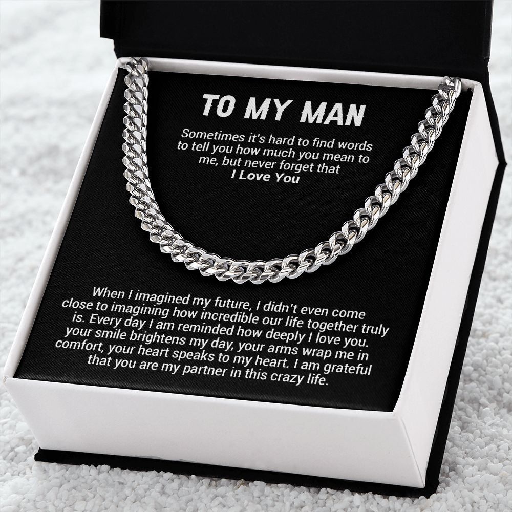 To My Man Cuban Chain Necklace, Best Gifts For Him Anniversary, Gifts For Him