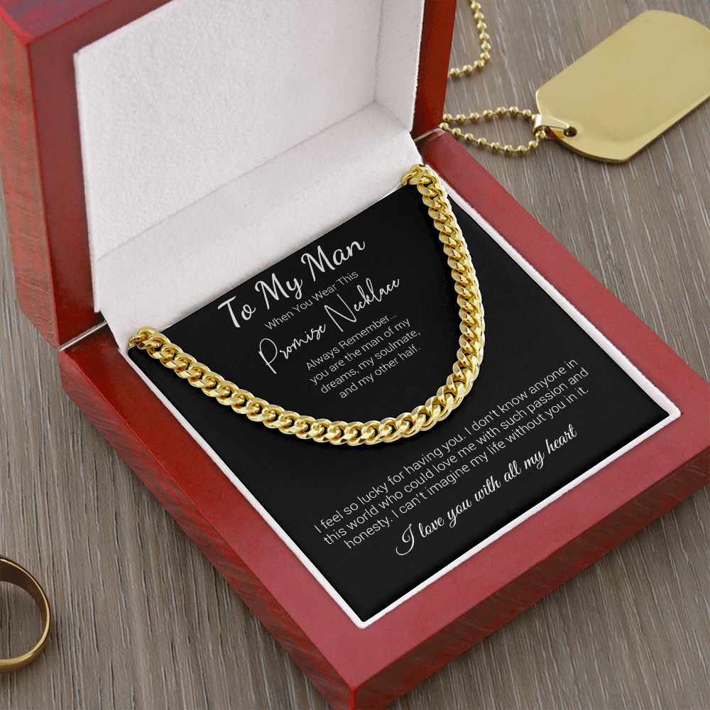 Promise Necklace for Him, Anniversary Gift,Christmas Cuban Link Chain to my Boyfriend