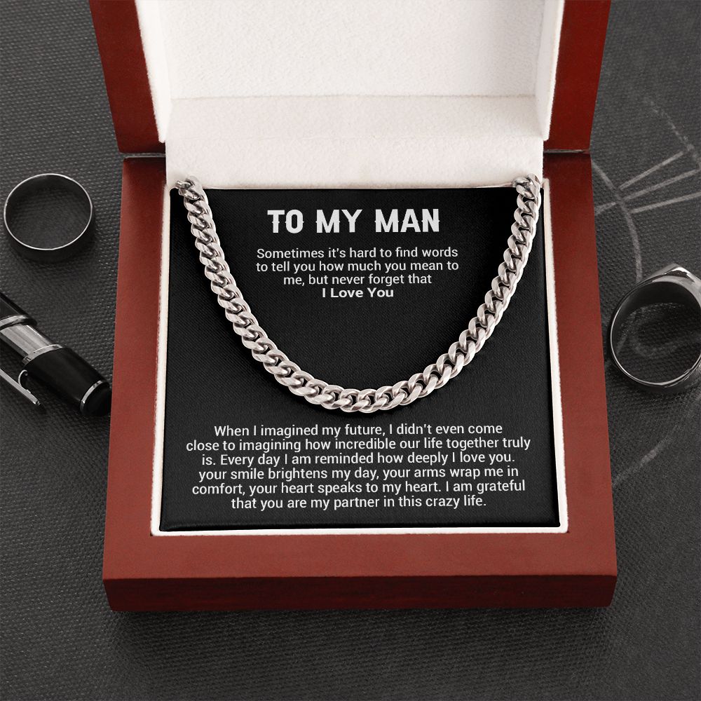 To My Man Cuban Chain Necklace, Best Gifts For Him Anniversary, Gifts For Him