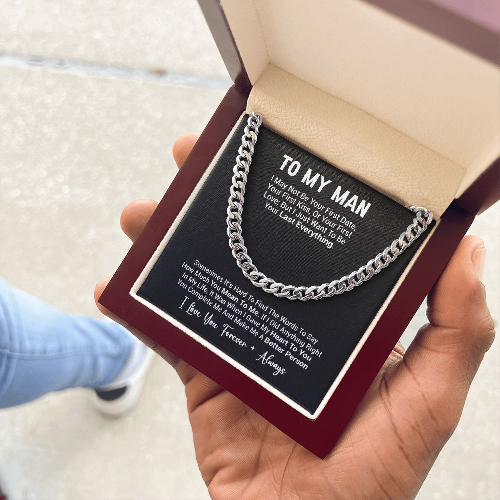 To My Man Necklace, Cuban Chain for Him, Romantic Birthday Gifts For Him