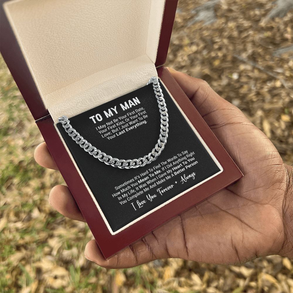 To My Man Necklace, Cuban Chain for Him, Romantic Birthday Gifts For Him