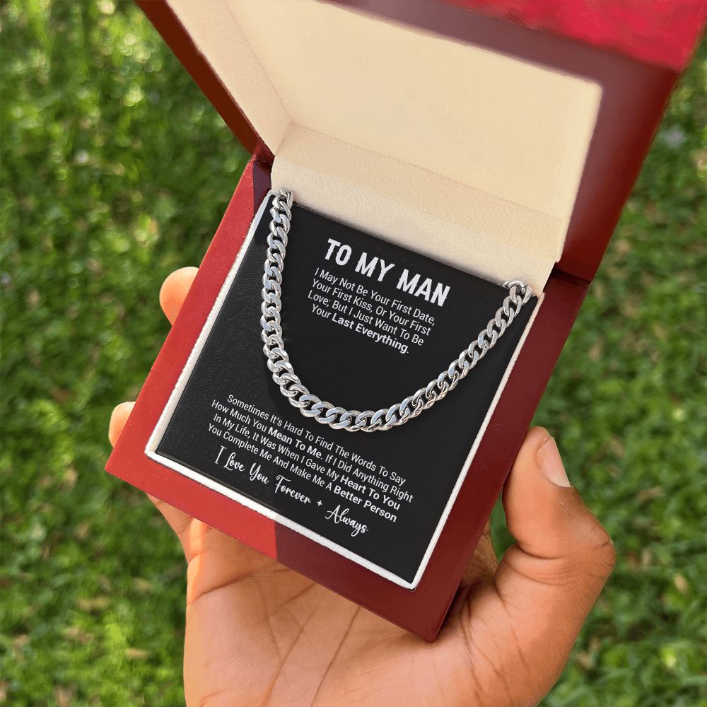To My Man Necklace, Cuban Chain for Him, Romantic Birthday Gifts For Him