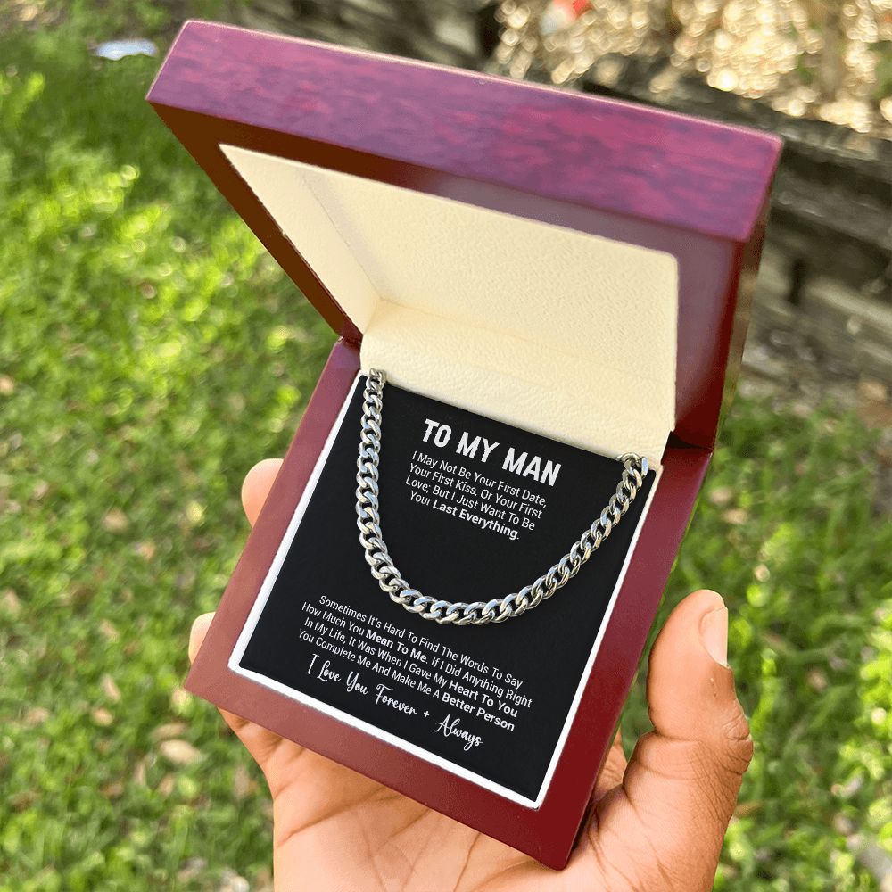 To My Man Necklace, Cuban Chain for Him, Romantic Birthday Gifts For Him