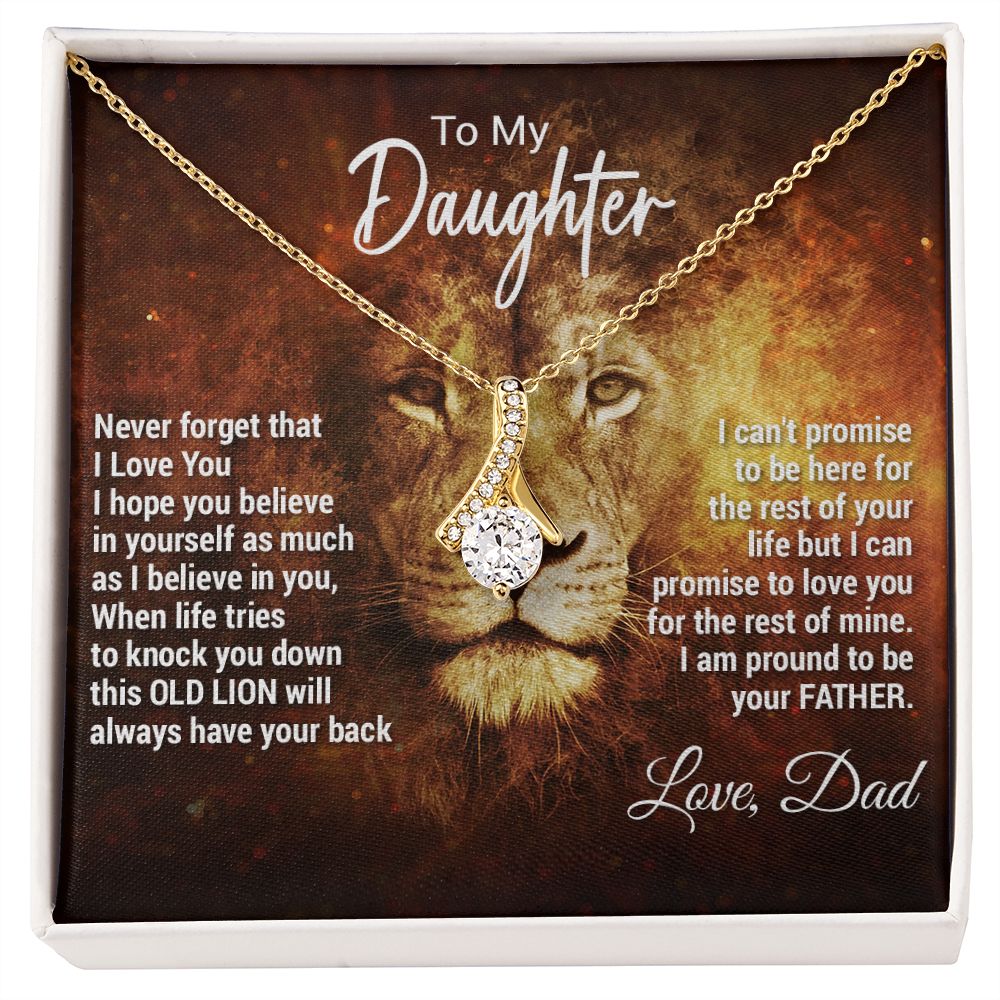 To My Daughter Necklace, Xmas Gift For Daughter From Dad, Daughter Father Lion