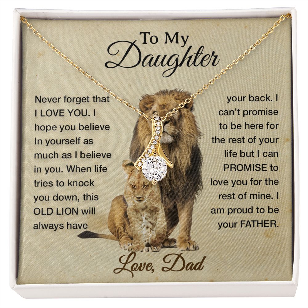 To My Daughter Necklace, Xmas Gift For Daughter From Dad, Daughter Father Lion