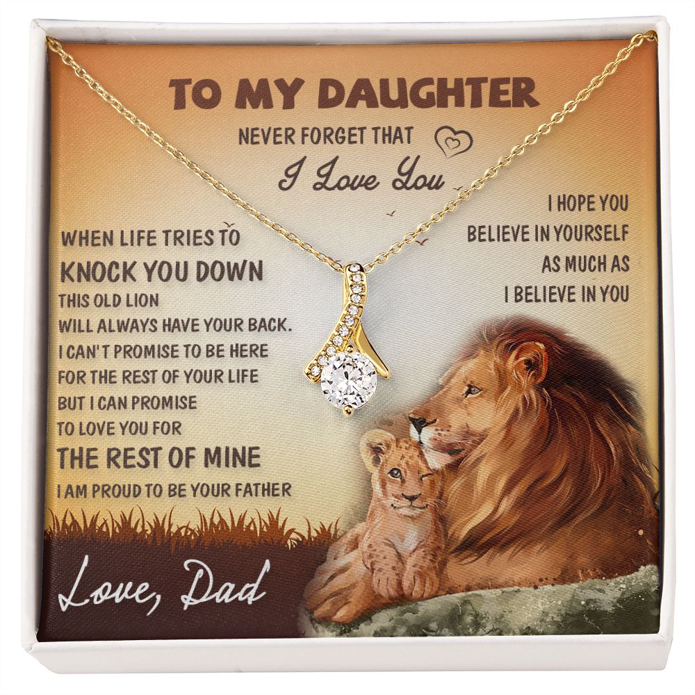 To My Daughter Necklace, Xmas Gift For Daughter From Dad, Daughter Father Lion