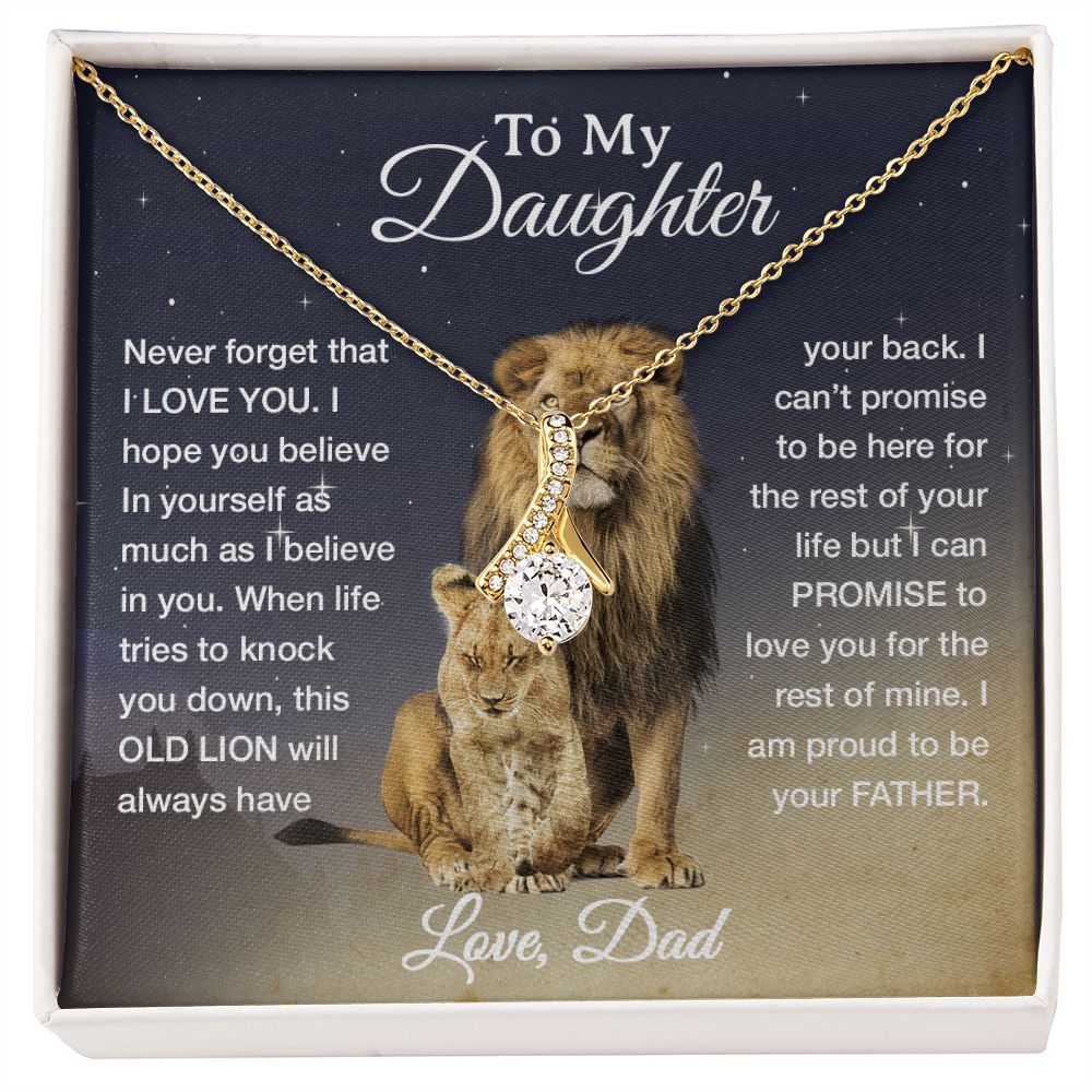 To My Daughter Necklace, Xmas Gift For Daughter From Dad, Daughter Father Lion