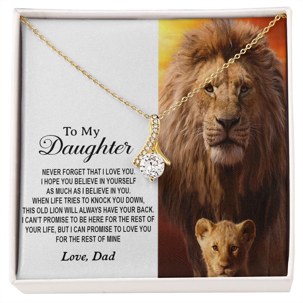 To My Daughter Necklace, Xmas Gift For Daughter From Dad, Daughter Father Lion