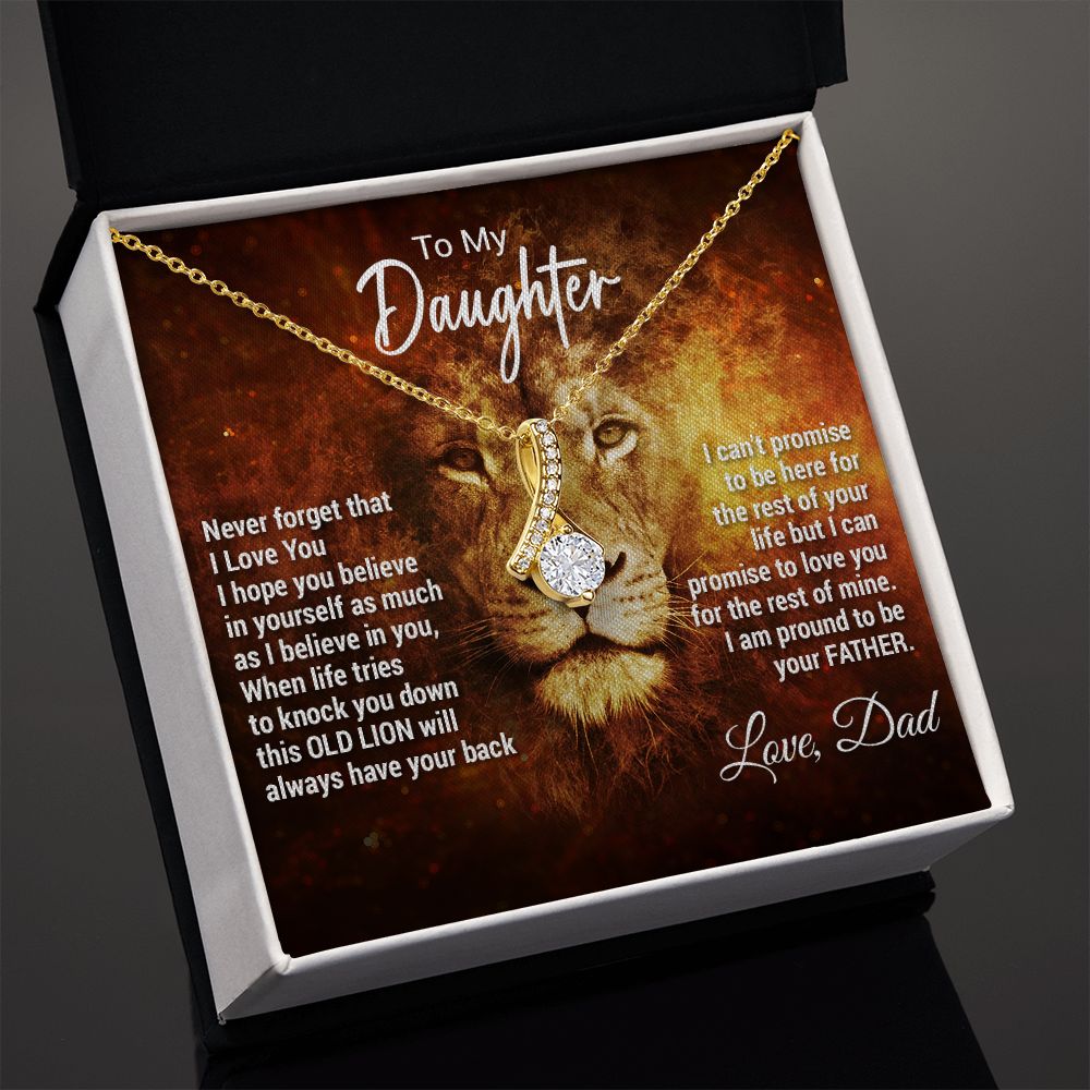 To My Daughter Necklace, Xmas Gift For Daughter From Dad, Daughter Father Lion