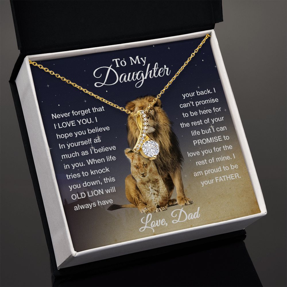 To My Daughter Necklace, Xmas Gift For Daughter From Dad, Daughter Father Lion