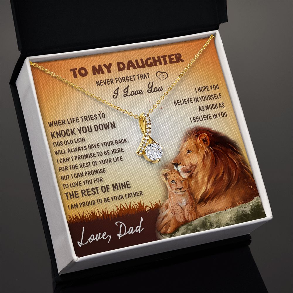To My Daughter Necklace, Xmas Gift For Daughter From Dad, Daughter Father Lion
