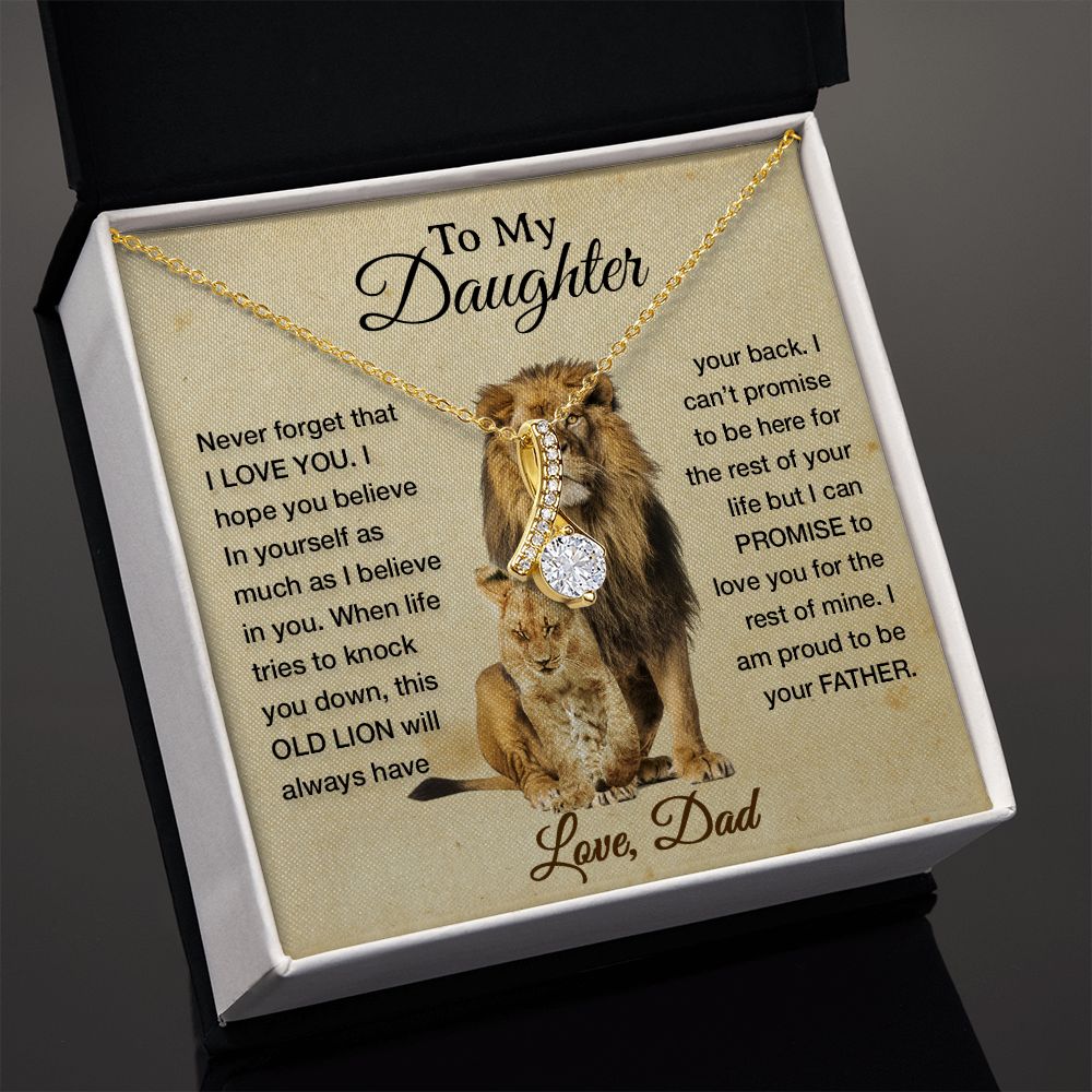 To My Daughter Necklace, Xmas Gift For Daughter From Dad, Daughter Father Lion