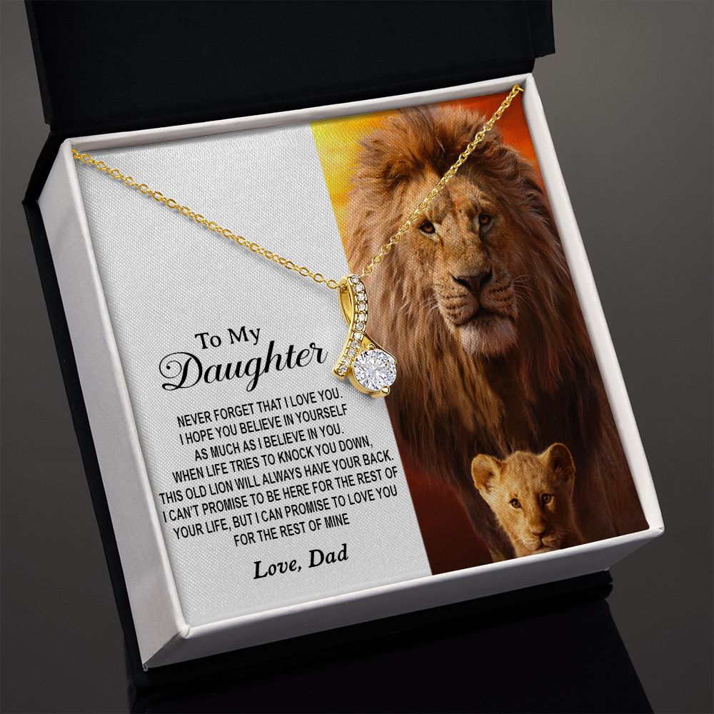 To My Daughter Necklace, Xmas Gift For Daughter From Dad, Daughter Father Lion