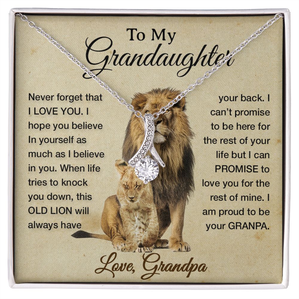To My Granddaughter Necklace , Gift From Grandpa Papa Lion Dad, Christmas Gift