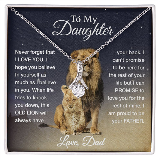 To My Daughter Necklace, Xmas Gift For Daughter From Dad, Daughter Father Lion