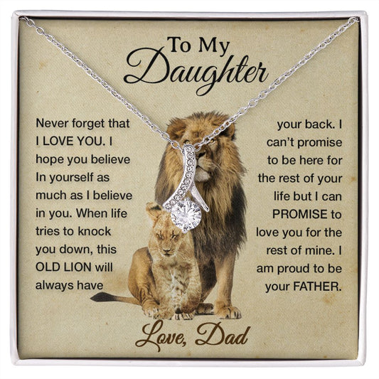 To My Daughter Necklace, Xmas Gift For Daughter From Dad, Daughter Father Lion