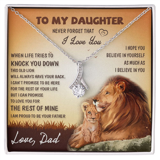 To My Daughter Necklace, Xmas Gift For Daughter From Dad, Daughter Father Lion